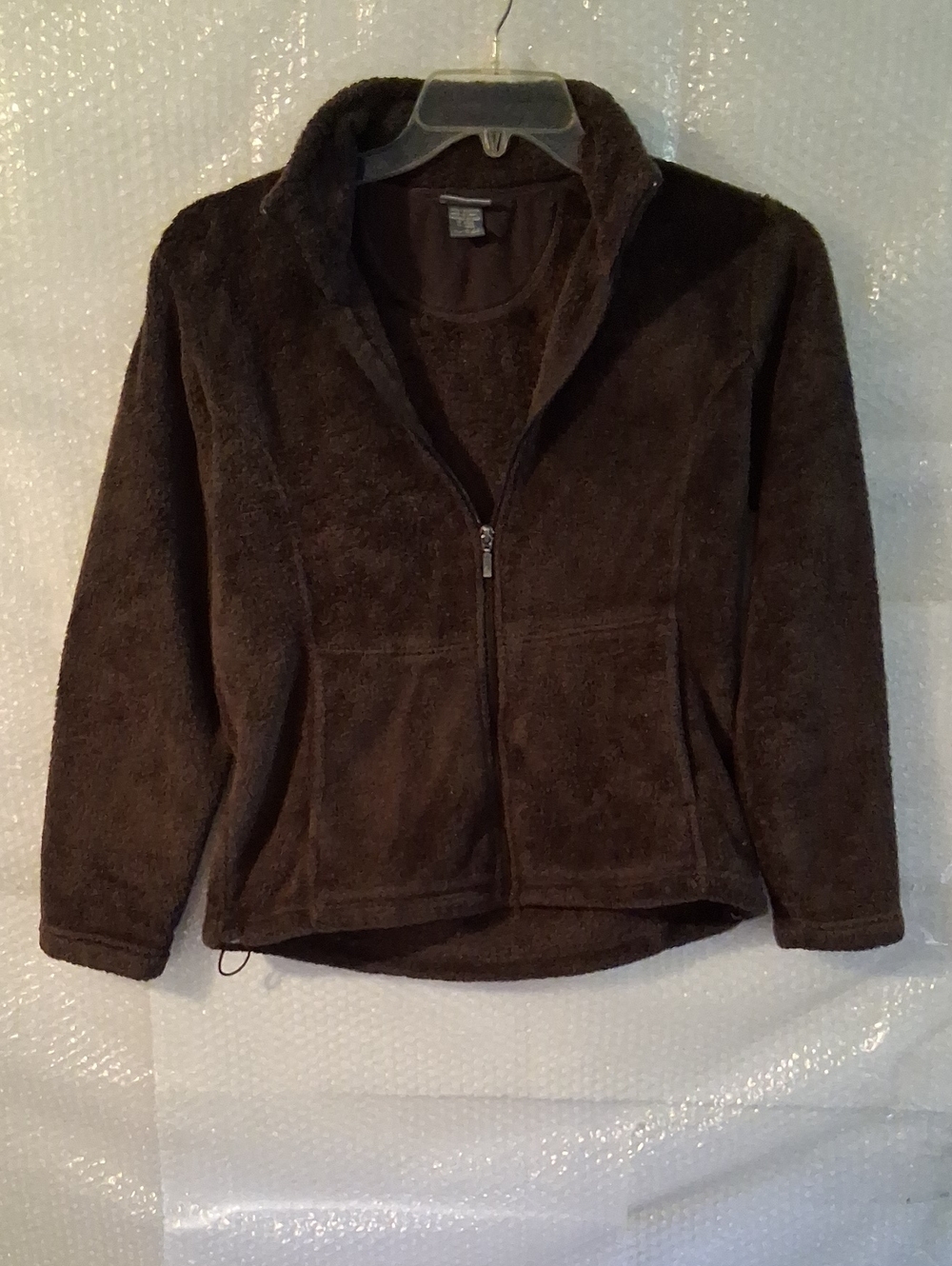 White Sierra Size Medium Brown Teddy Fleece Zip Jacket Plush Soft Warm Layer Top